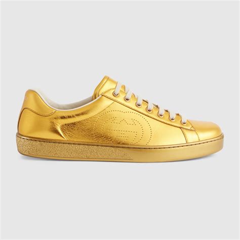 gucci shoes with gold leaf|gucci gold sneakers.